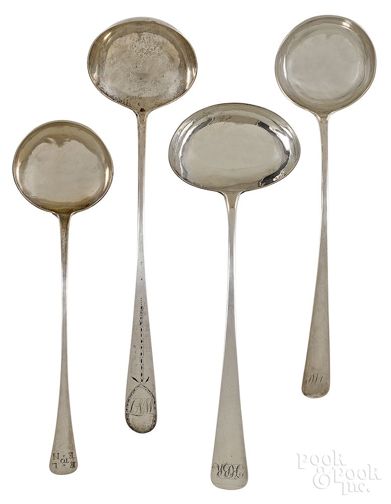 Appraisal: Four Philadelphia silver ladles th th c Four Philadelphia silver