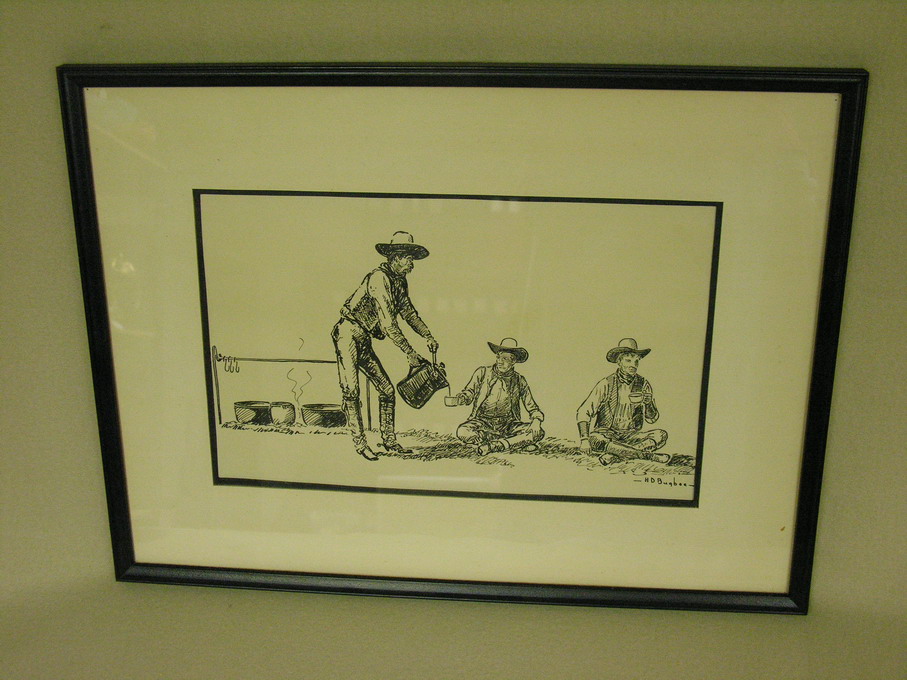 Appraisal: H D BUGBEE WESTERN INK DRAWING THE CAMPFIRE Artist Harold