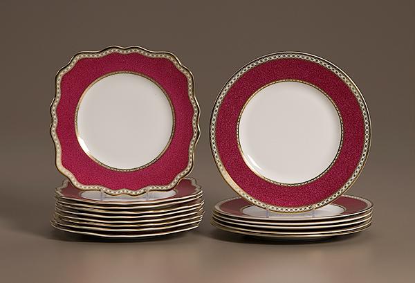 Appraisal: WEDGWOOD ULANDER-POWDER RUBY TABLEWARES English mid- th century set of