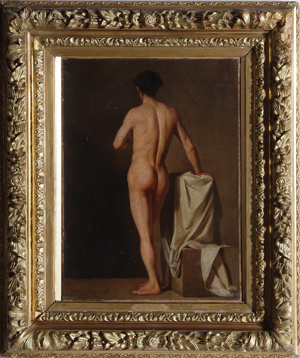 Appraisal: French school th century NUDE STUDY oil on canvas framed