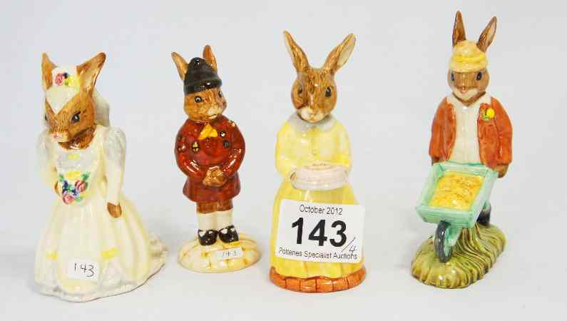 Appraisal: Royal Doulton Bunnykins Figures Brownie DB th Anniversary DB Bride