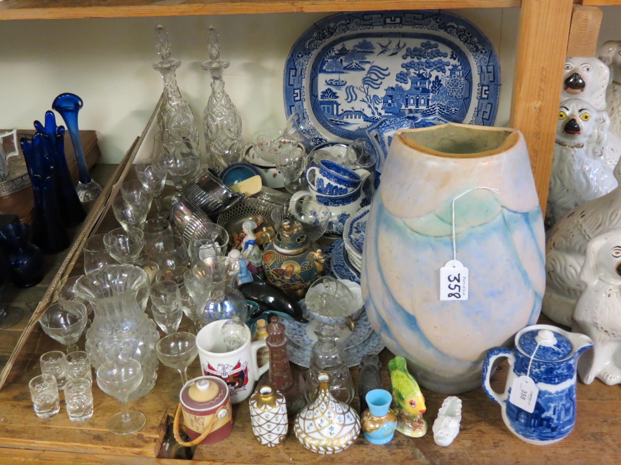 Appraisal: An assortment of blue-printed china tableware large ceramic vase perhaps