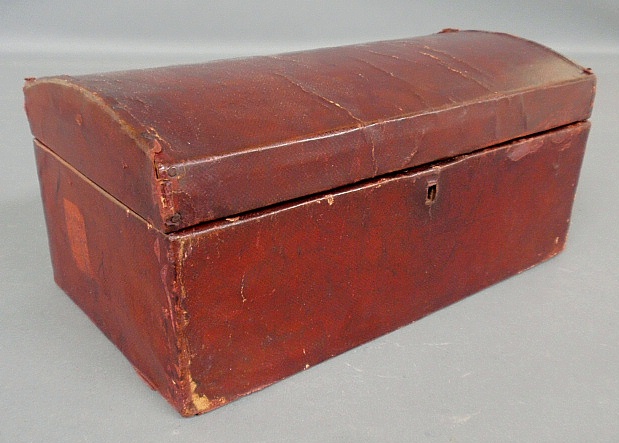 Appraisal: - Pennsylvania red leather covered dome-top document box th c