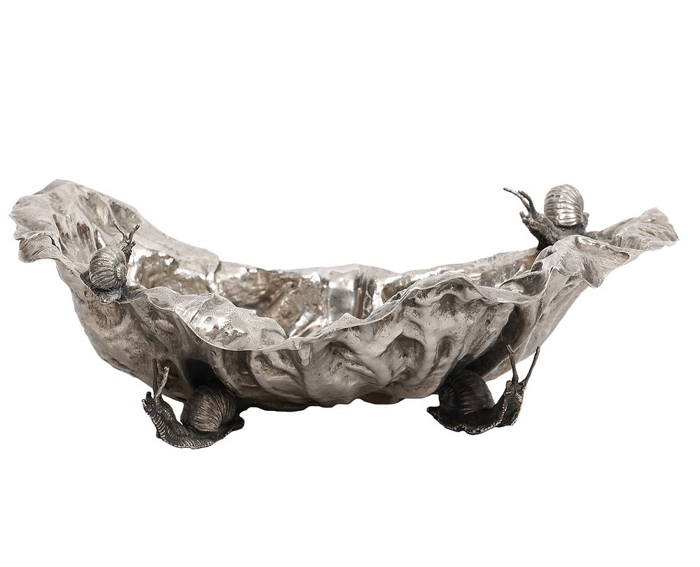 Appraisal: Gabriella Crespi Silverplate Bowl for Dior Italian silverplate leaf bowl