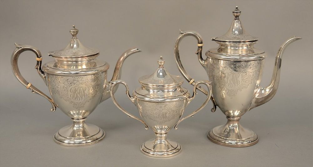 Appraisal: Three piece sterling tea set to include coffee pot teapot