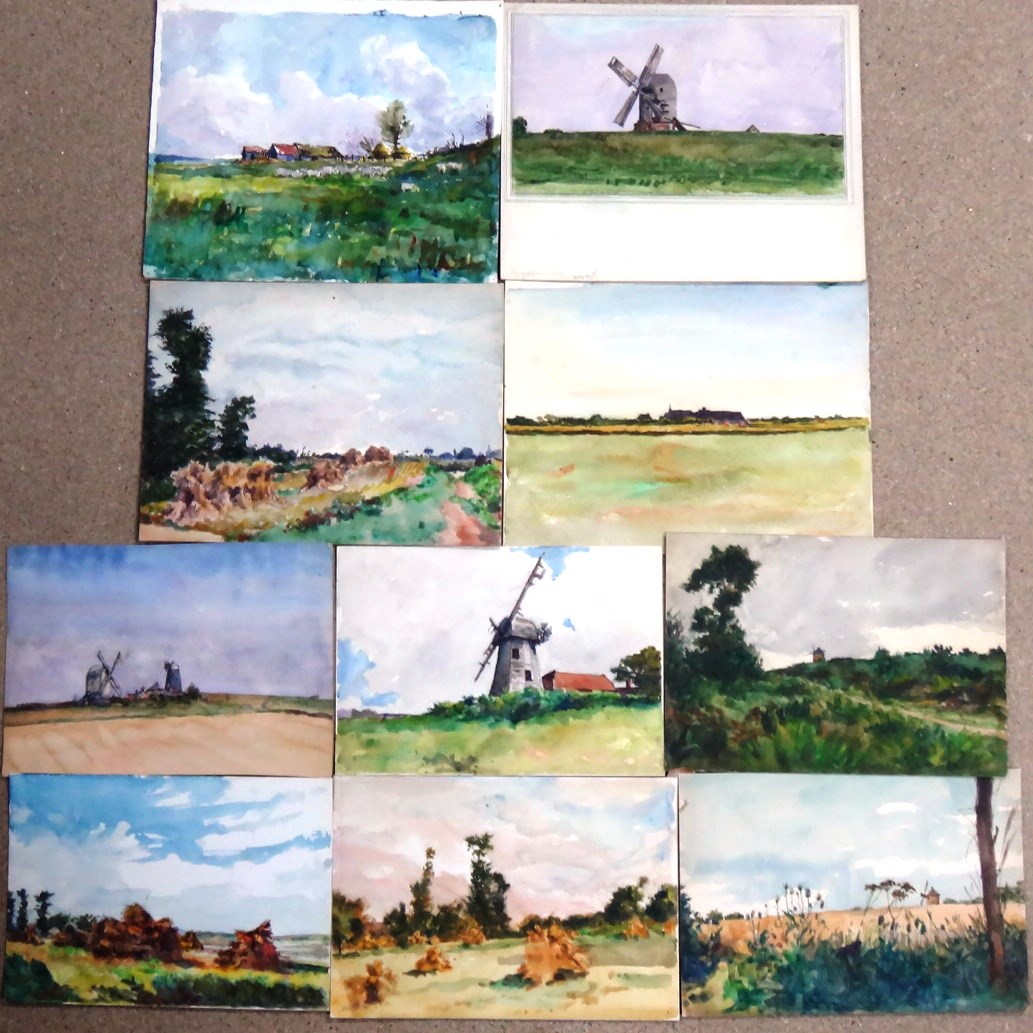 Appraisal: Alexander Brantingham Simpson fl - Landscapes with windmills Harvest landscapes