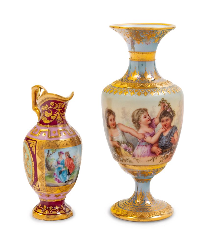 Appraisal: Two Vienna Painted and Parcel Gilt Porcelain Articles Two Vienna