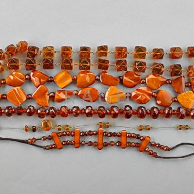 Appraisal: FIVE AMBER NECKLACES th- th C Faceted and tumbled beads