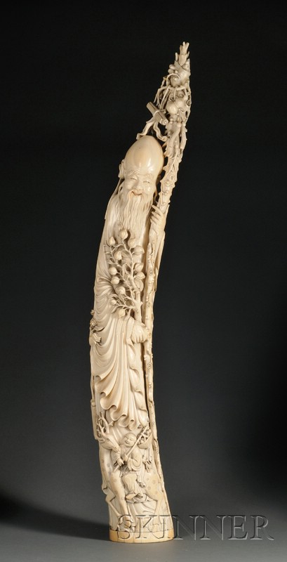 Appraisal: Large Ivory Carving China th century figure of Shao Lao