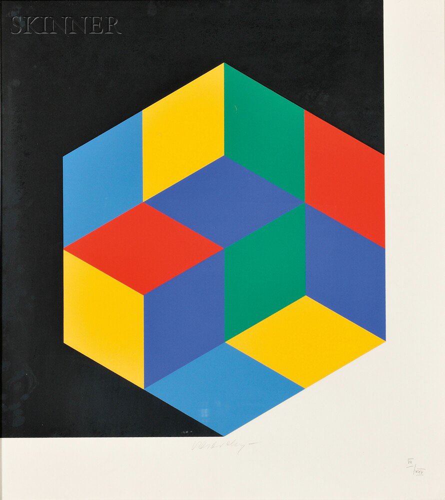 Appraisal: Victor Vasarely Hungarian French - Untitled Hexagon proof edition of