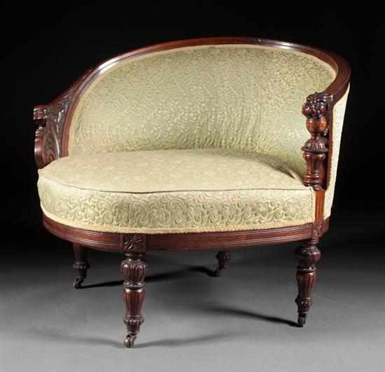 Appraisal: Renaissance Revival carved slipper chair fourth quarter- th century carved