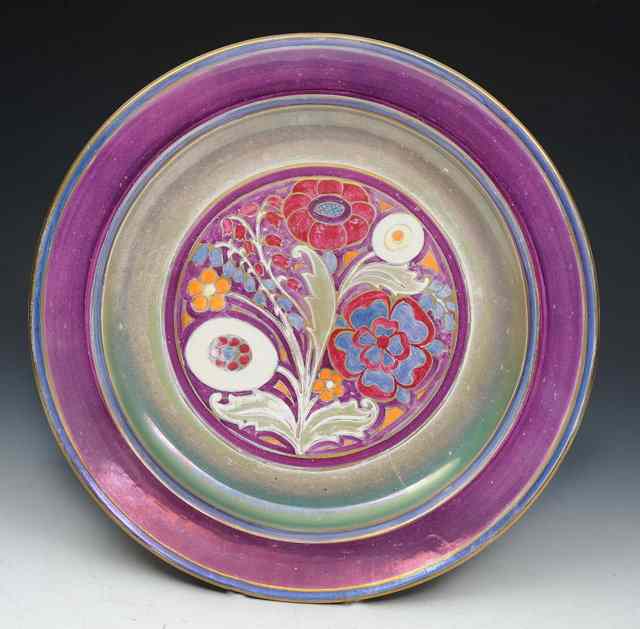 Appraisal: A E Gray Co Art Deco lustre charger decorated with