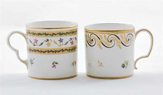 Appraisal: Early Paris porcelain cups probably Clignancourt Fabrique de Monsieur circa