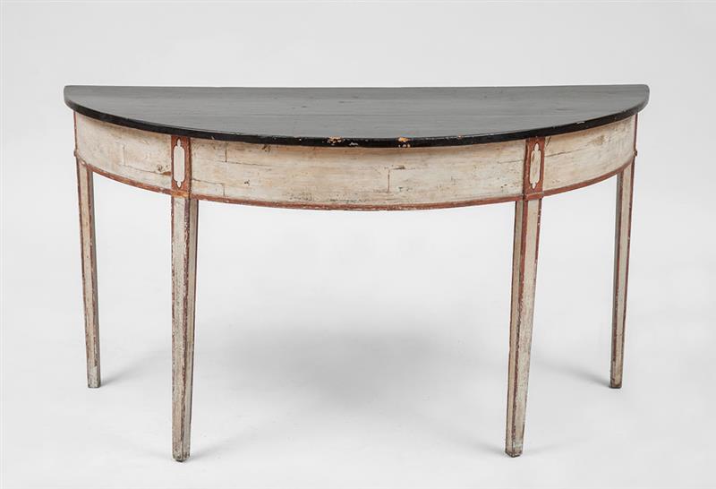 Appraisal: Italian Neoclassical Painted Demilune Table x x in From the