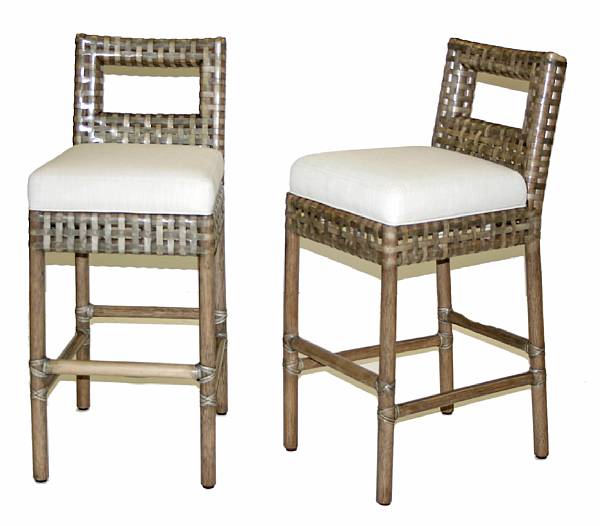 Appraisal: A set of three laced rawhide 'Antalya' barstools McGuire Furniture