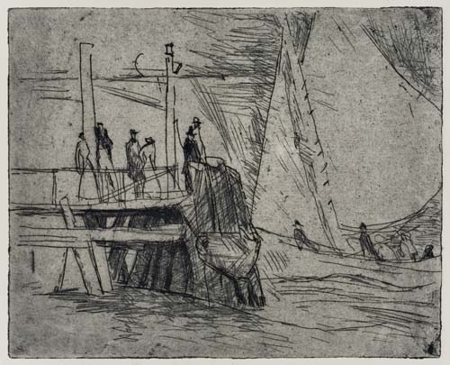 Appraisal: LYONEL FEININGER Ankunft des Bootes Etching x mm x inches