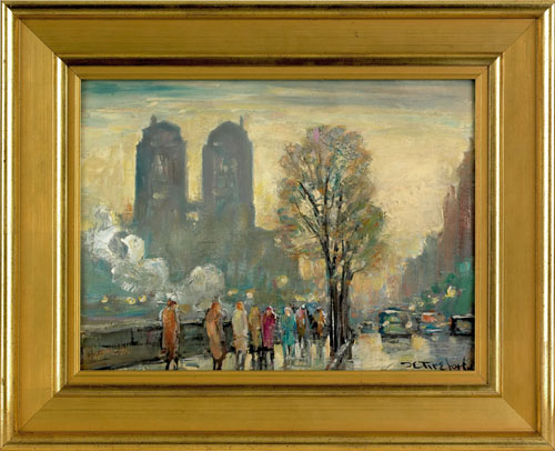 Appraisal: Bela DeTirefort American - oil on board street scene signed