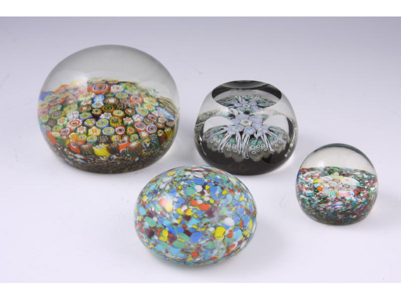 Appraisal: Four Murano Glass Millefiori Paperweights two signed with labels three