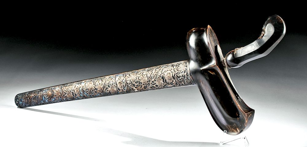 Appraisal: Early th C Indonesian Kris w Horn Sapphire Handle Southeast