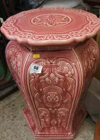 Appraisal: Minton Pottery Ornamental Garden Seat decorated in a Pink Glaze