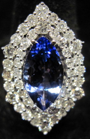 Appraisal: karat white gold tanzanite and diamond ringNavette form marquise shape