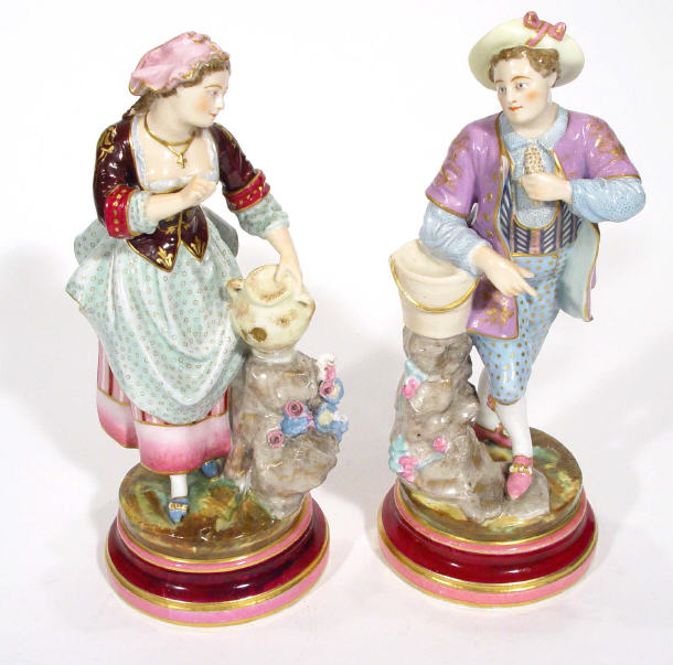 Appraisal: Pair of Victorian French porcelain figures with hand painted and