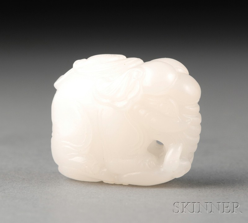 Appraisal: White Jade Pendant th century carving of an elephant and