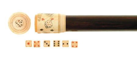 Appraisal: RARE GAMBLERS CANE cane with ivory top containing three pairs