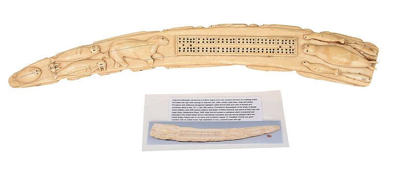 Appraisal: Early Eskimo Inuit Walrus Ivory Cribbage Board late th century