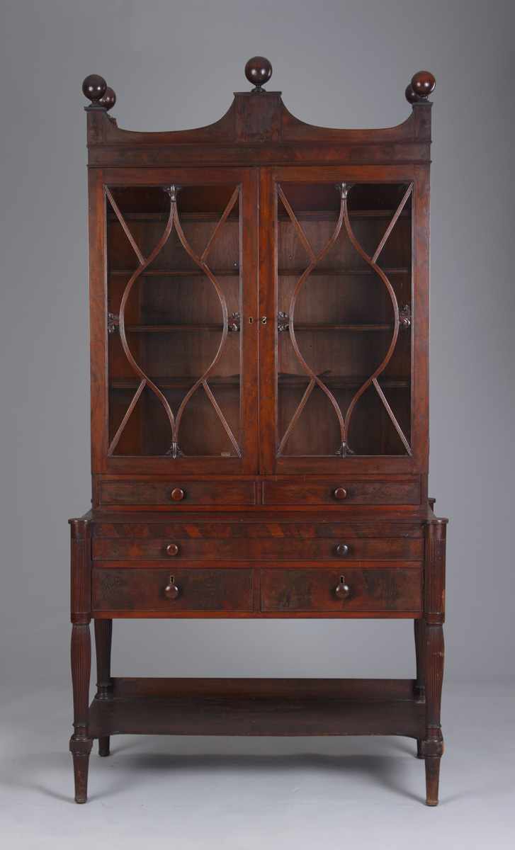 Appraisal: Sheraton Mahogany -pc Secretary C Old refinish some old repairs