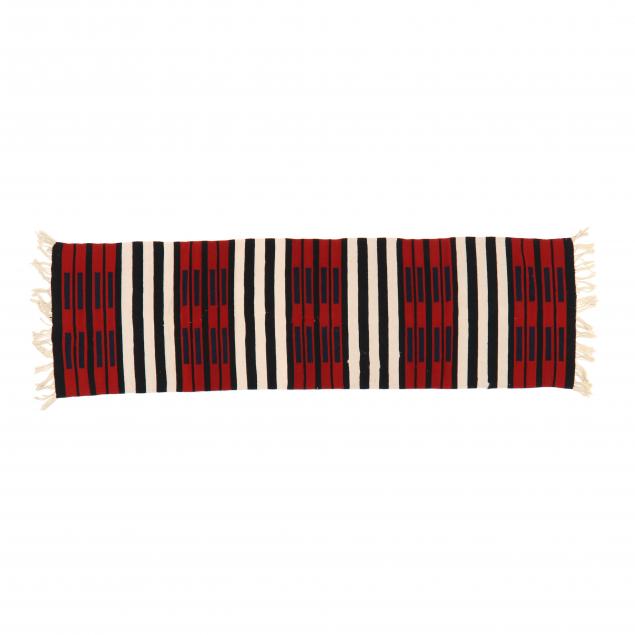 Appraisal: SOUTHWESTERN CHIEF STYLE RUNNER Wool alternating bands of red ivory