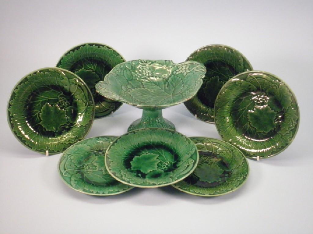 Appraisal: Seven thC and later green leaf moulded plates and a