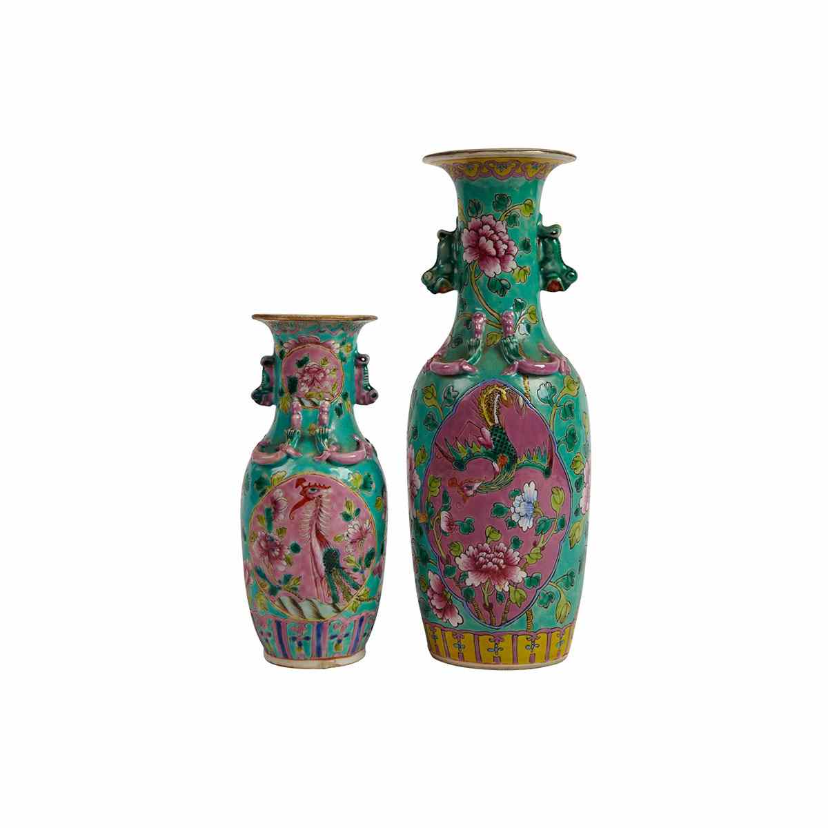 Appraisal: Two Famille Rose Nonya Vases Early th Century Each of