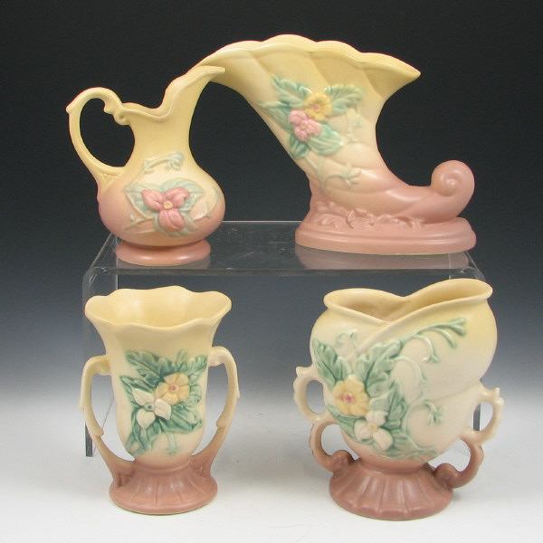 Appraisal: Hull Wildflower - Vases Cornucopia Pitcher Lot of four Wildflower