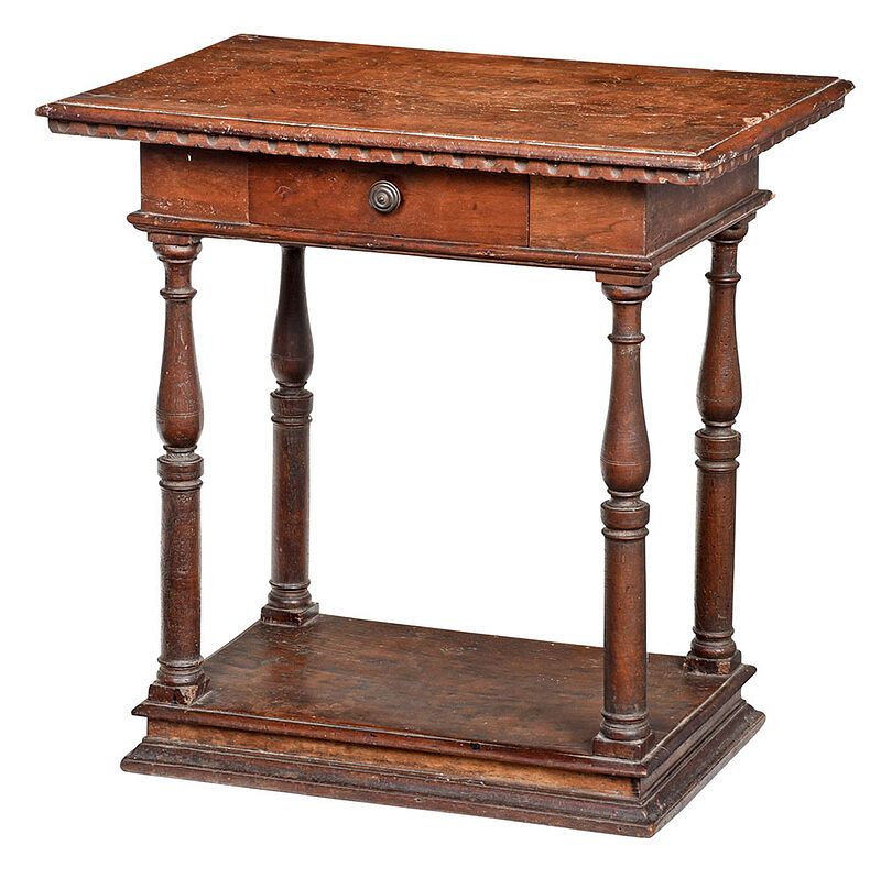 Appraisal: Italian Baroque Walnut Side Table Continental th century rectangular top