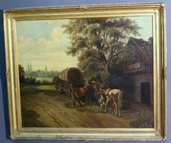 Appraisal: Oil on canvas Continental landscape painting signed V Wilek Prag