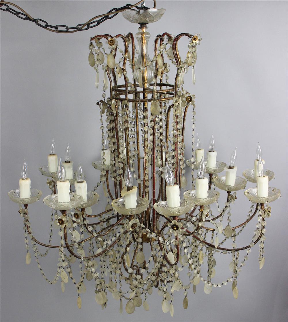 Appraisal: LARGE AIDAN GRAY HOME VINTAGE INSPIRED METAL AND CRYSTAL CHANDELIER