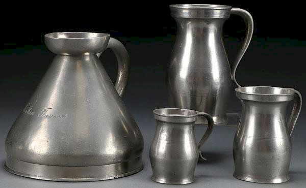 Appraisal: EARLY ENGLISH AND AMERICAN PEWTER MEASUERS A GROUP OF EARLY