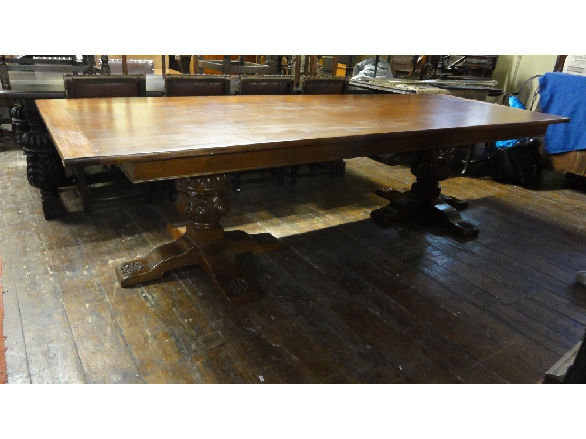 Appraisal: A substantial Old English style refectory table the heavy plank