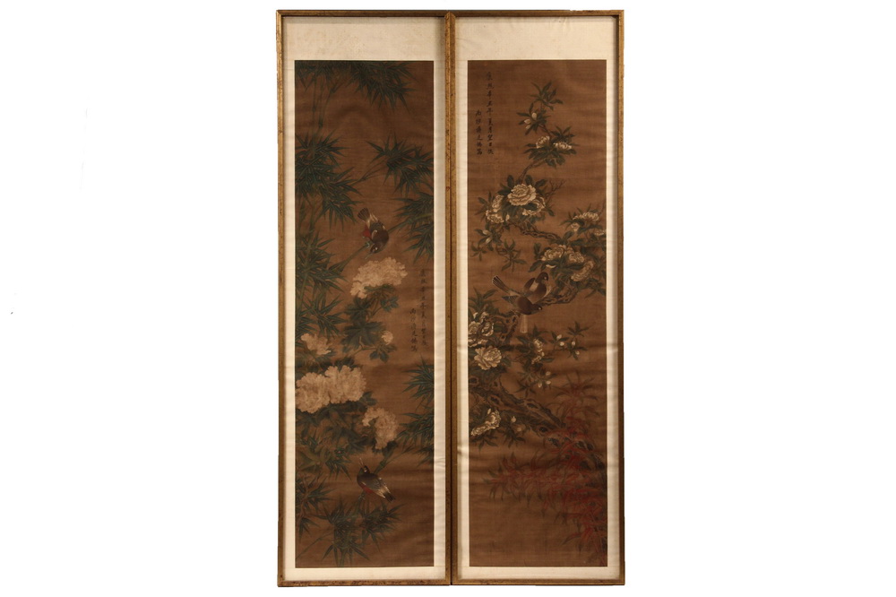 Appraisal: PAIR OF CHINESE SCROLLS - Qing Dynasty Emperor Kangxhi Imperial