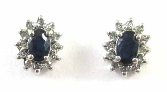 Appraisal: PAIR OF SAPPHIRE AND DIAMOND EARRINGS each k white gold