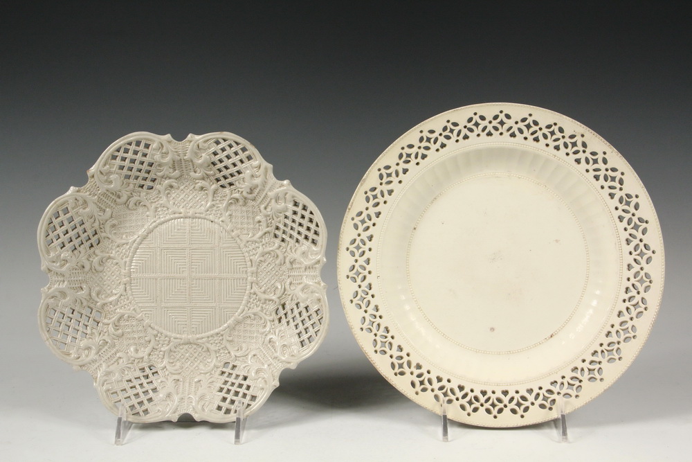 Appraisal: TH C ENGLISH PIERCED DISHES - Including Leedsware Plate with