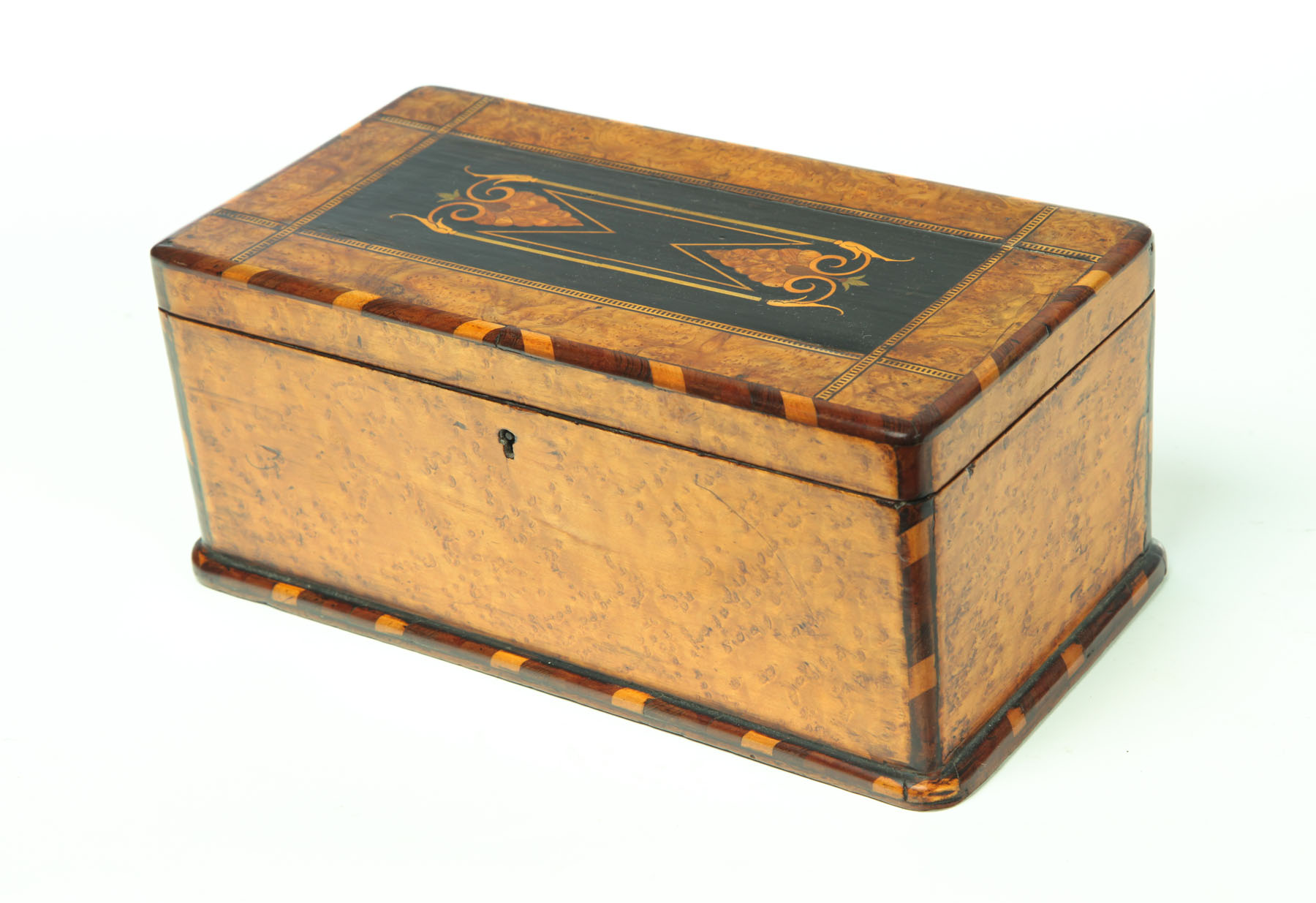 Appraisal: INLAID DRESSER BOX American nd half- th century mixed woods