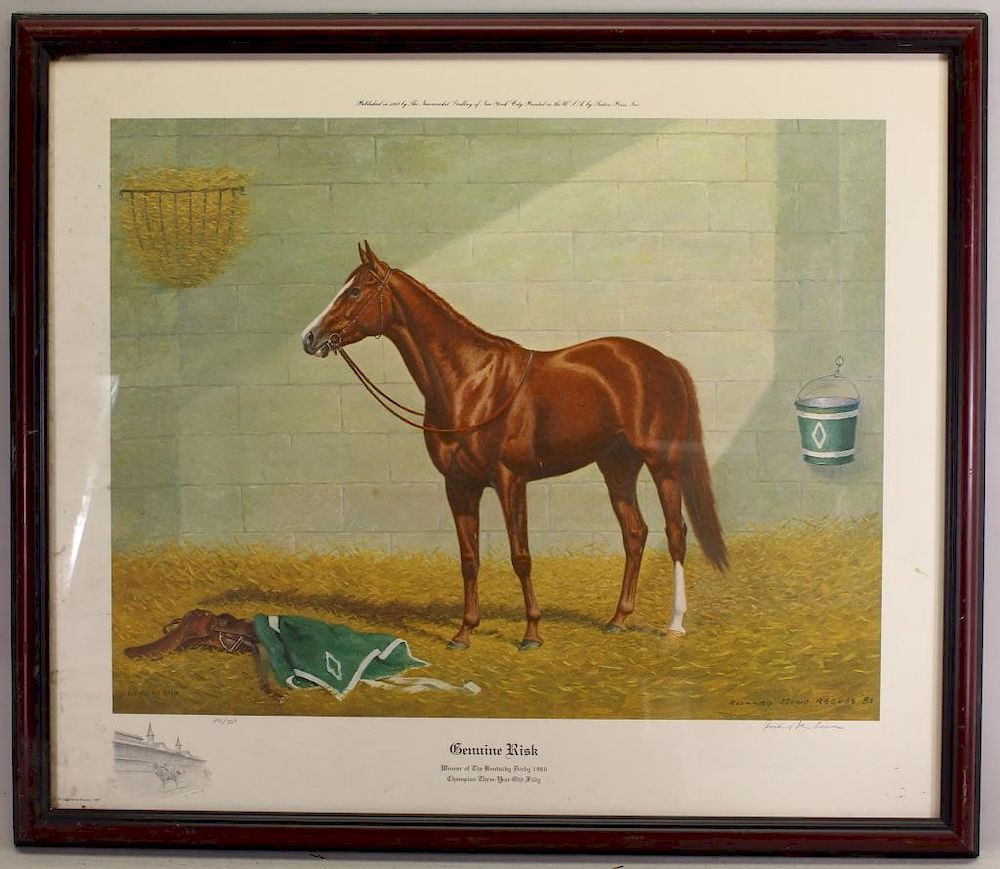 Appraisal: Genuine Risk Kentucky Derby Winner Lithograph Genuine Risk Kentucky Derby