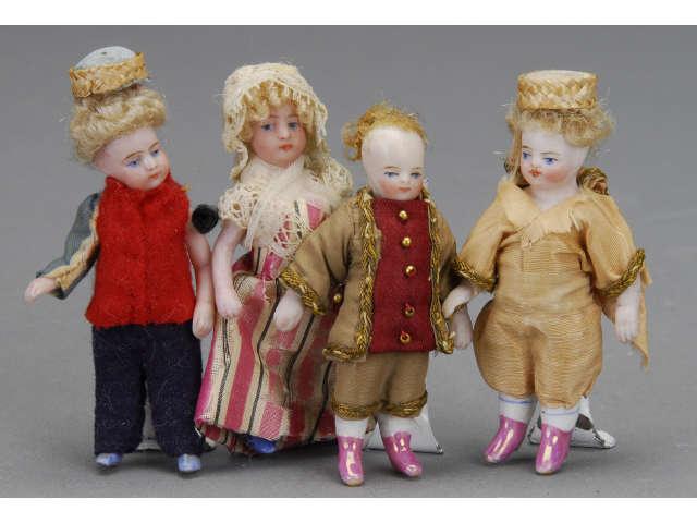 Appraisal: Lot Four Small All Bisque Dolls Includes French swivel neck