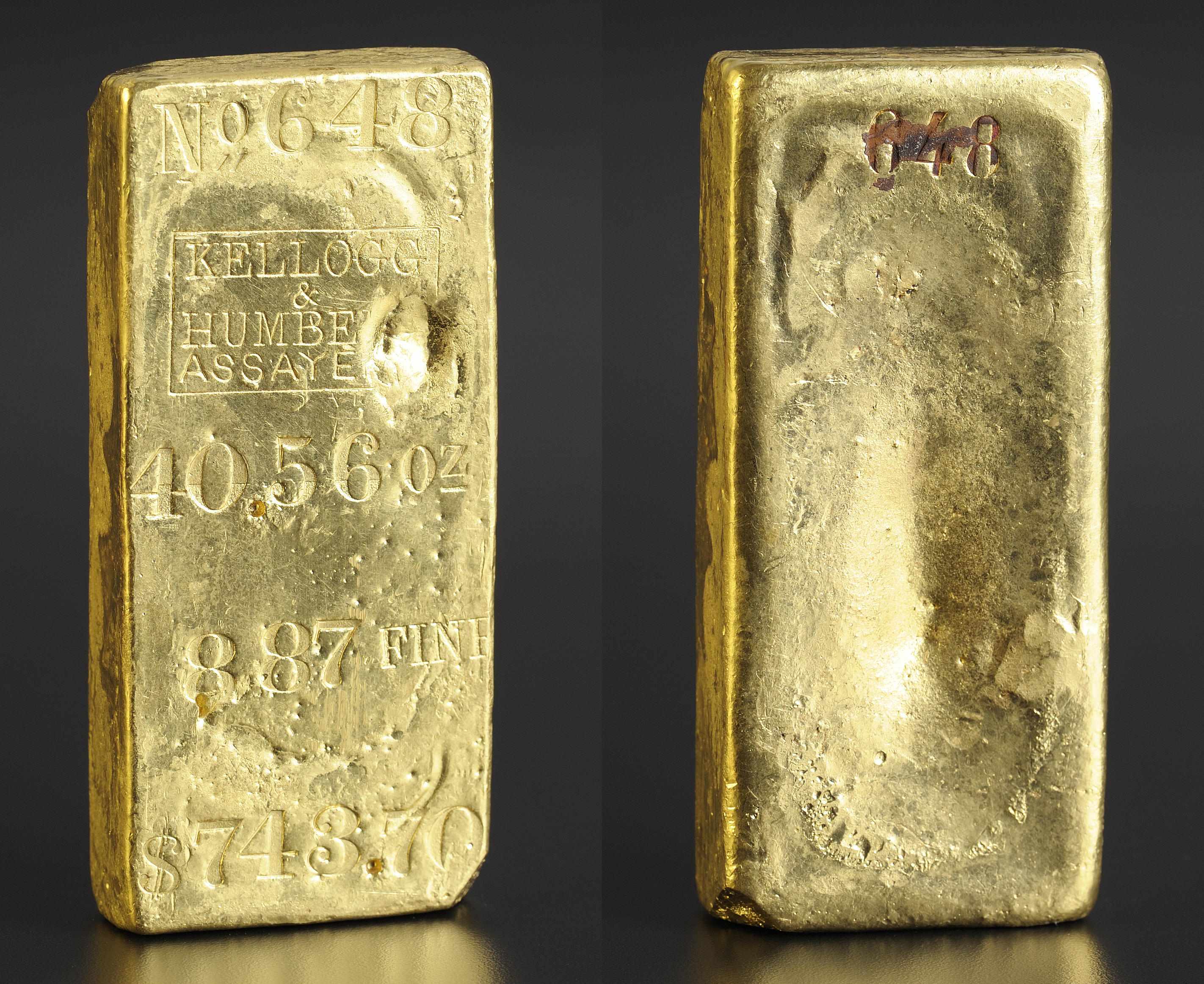 Appraisal: Kellogg Humbert Ounce Gold Bar -- Ex S S Central