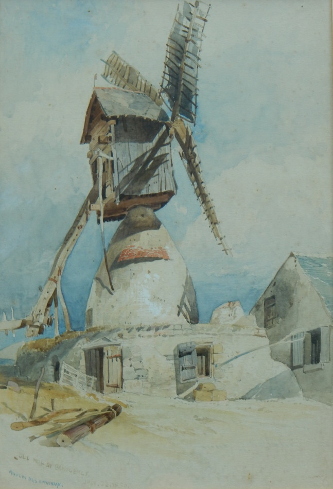 Appraisal: thC British School Old Mill at Beaugency watercolour titled and