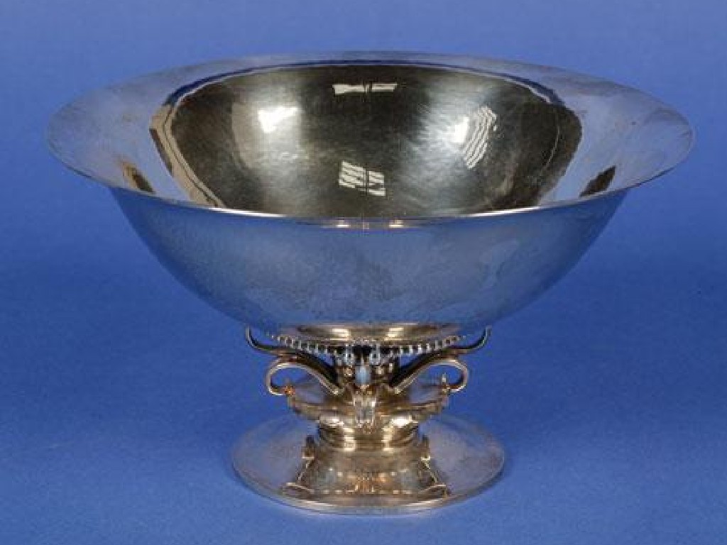 Appraisal: GEORG JENSEN A BOWL the flared shallow bowl above a