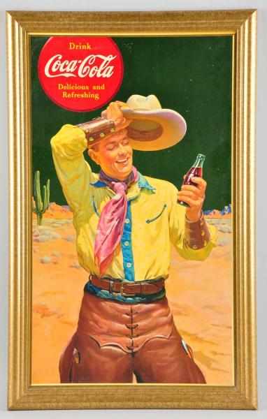 Appraisal: Coca-Cola Cowboy Poster Description Matted and framed under glass A