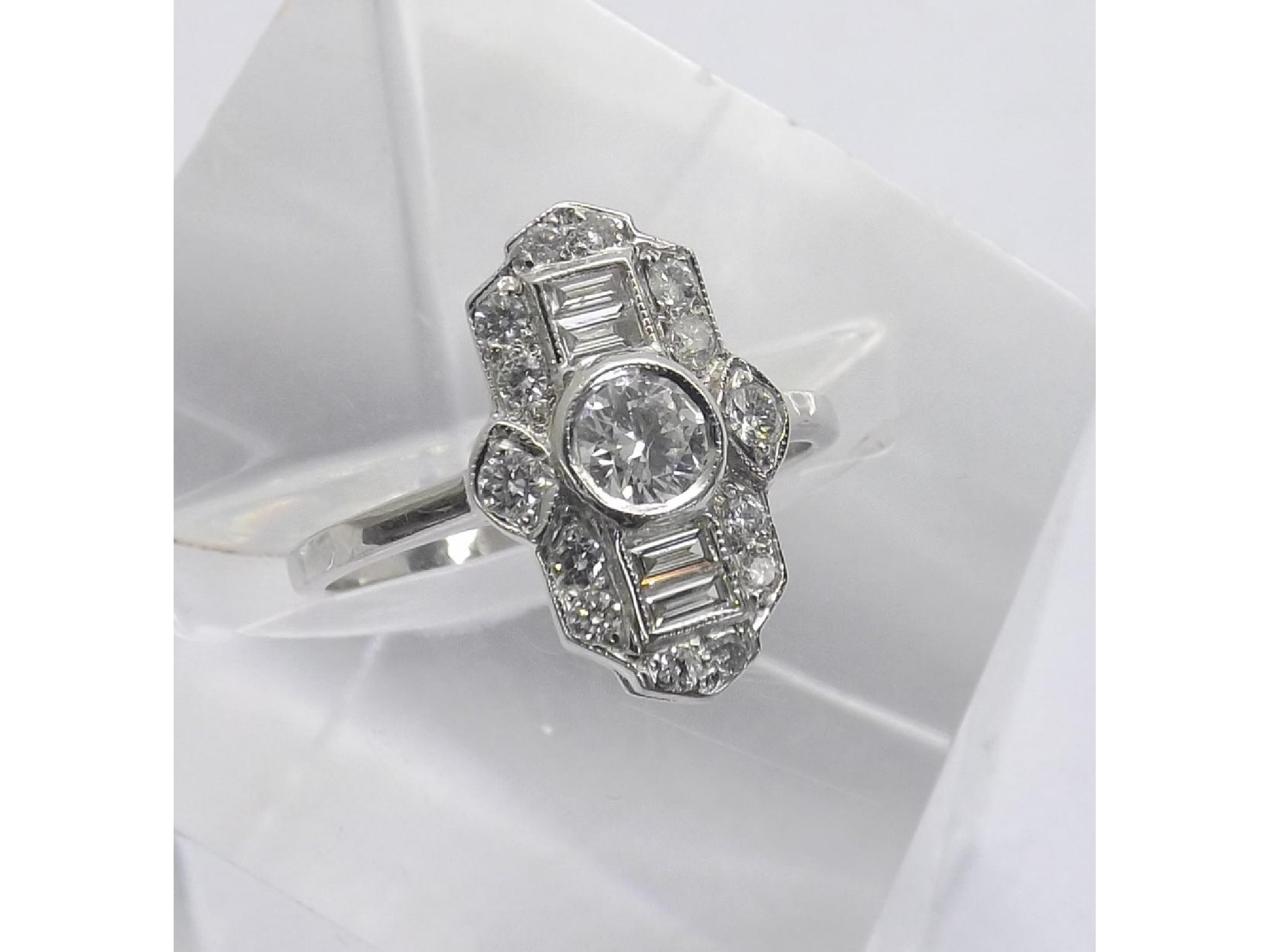 Appraisal: Art Deco style ct white gold diamond cluster ring with